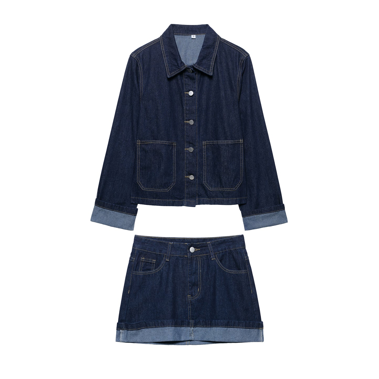 Dark Wash Denim Jacket and Matching Mini Skirt