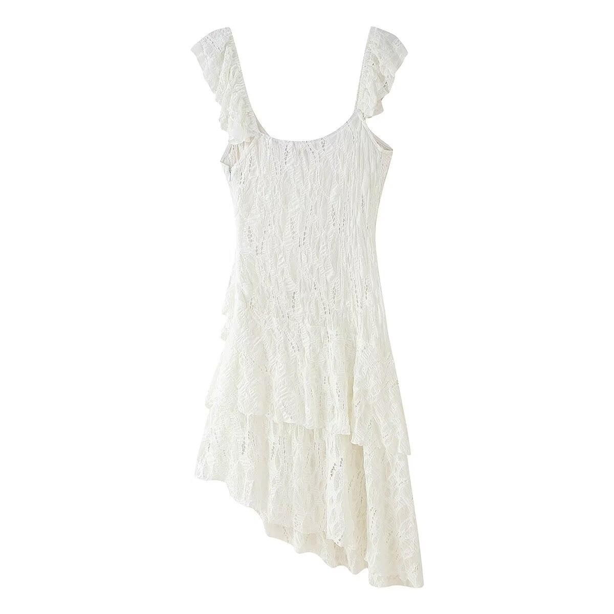 Lace and Ruffle Sleeveless Mini Dress