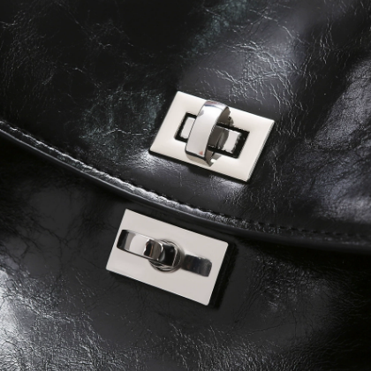 Glossy Faux Leather Shoulder Bag