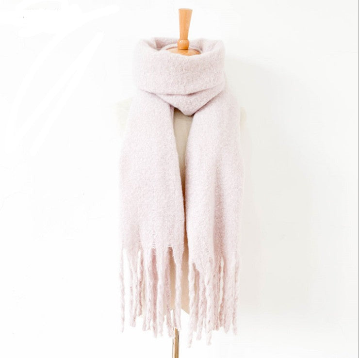 Fringed Wide Knit Scarf