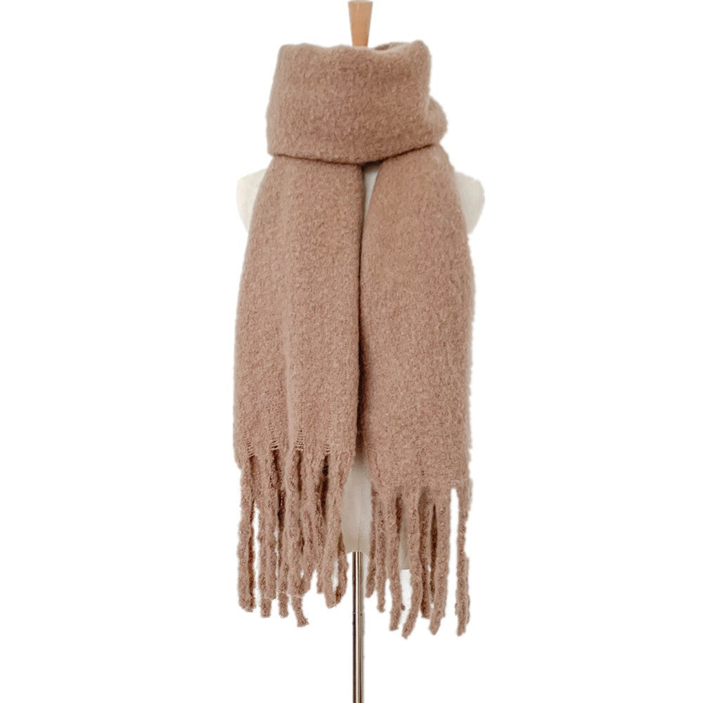 Fringed Wide Knit Scarf