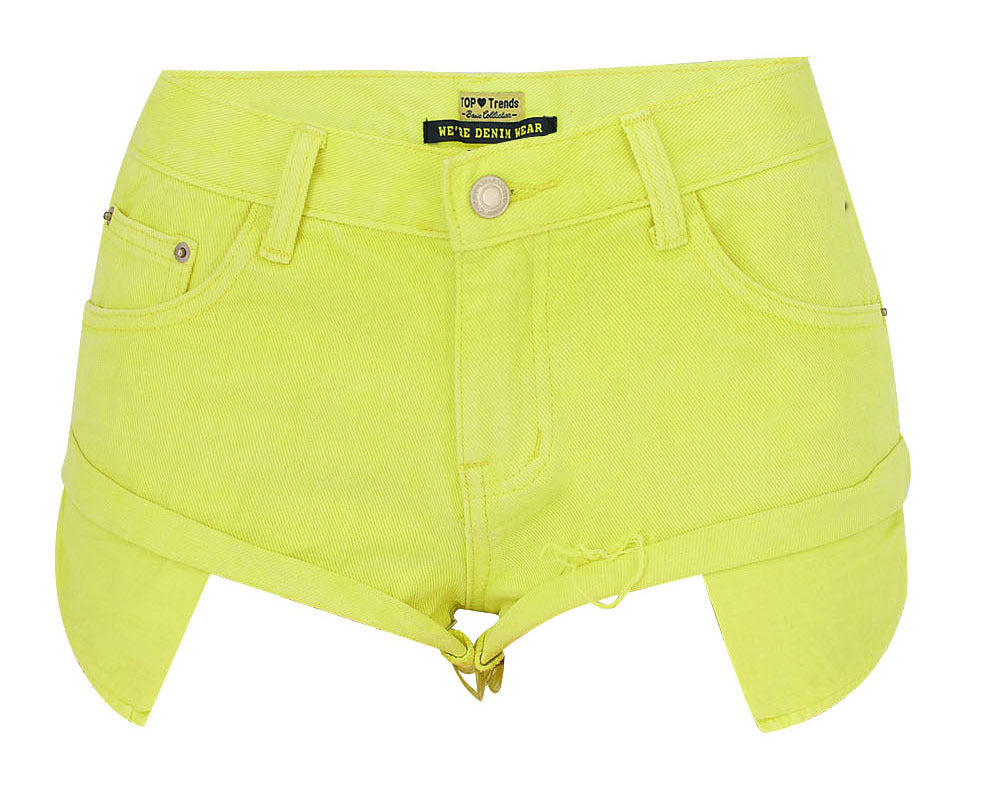 Exposed Pocket Ultra Short Frayed Hem Shorts