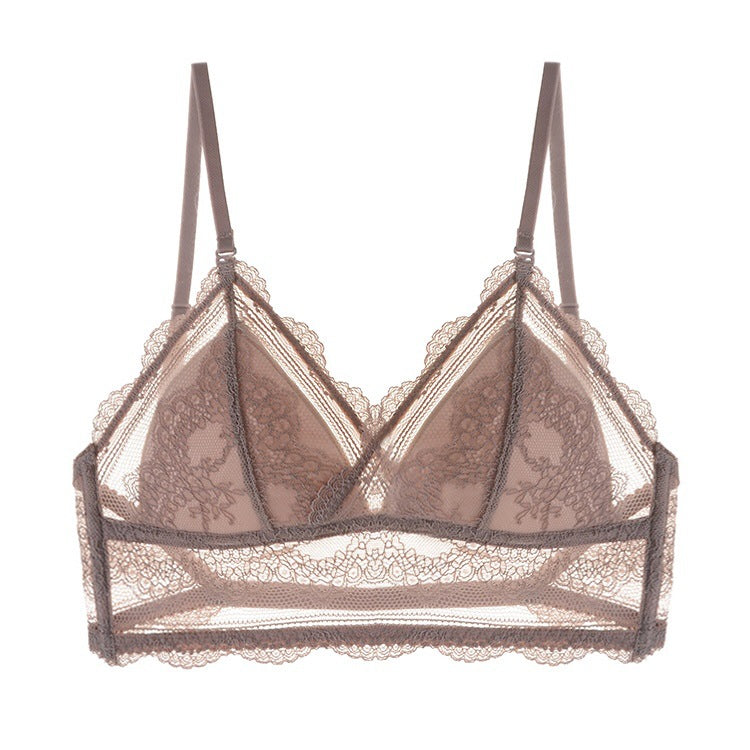 Spaghetti Strap Lace Trim Padded Bralette