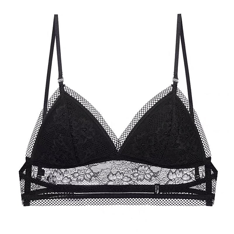 Spaghetti Strap Sheer and Lace Padded Bralette