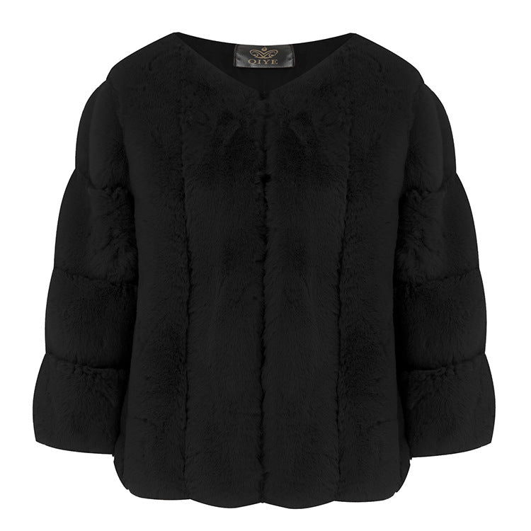 3/4 Sleeve Faux Fur Jacket