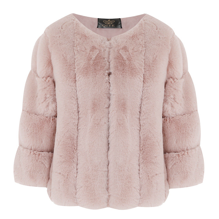 3/4 Sleeve Faux Fur Jacket