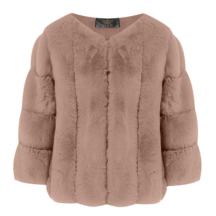 3/4 Sleeve Faux Fur Jacket