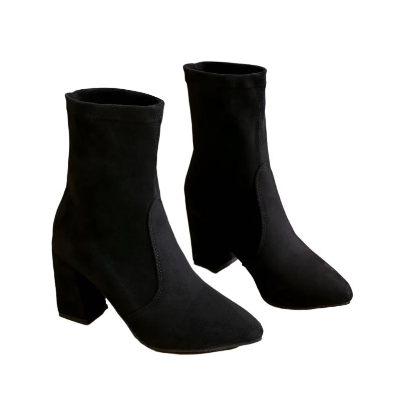 Suede Chunky Heel Ankle Boots