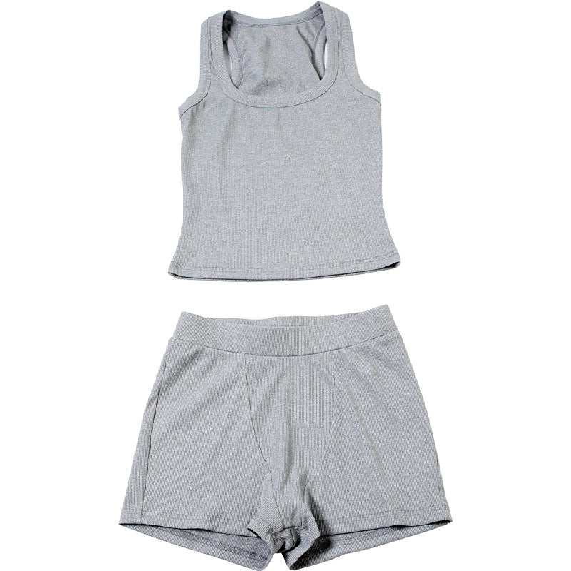 Crew Neck Tank Top and Matching Shorts Set