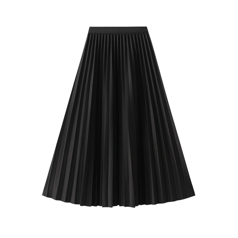 High Waist Organ Pleated Midi Skirt