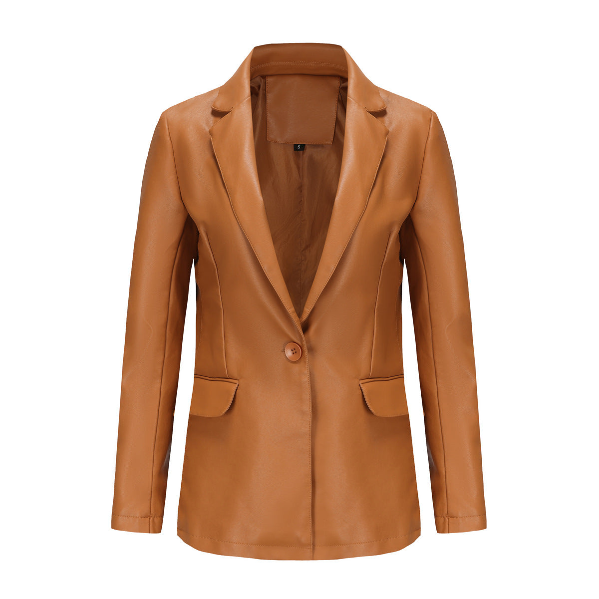 Long Sleeve Single Button PU Blazer