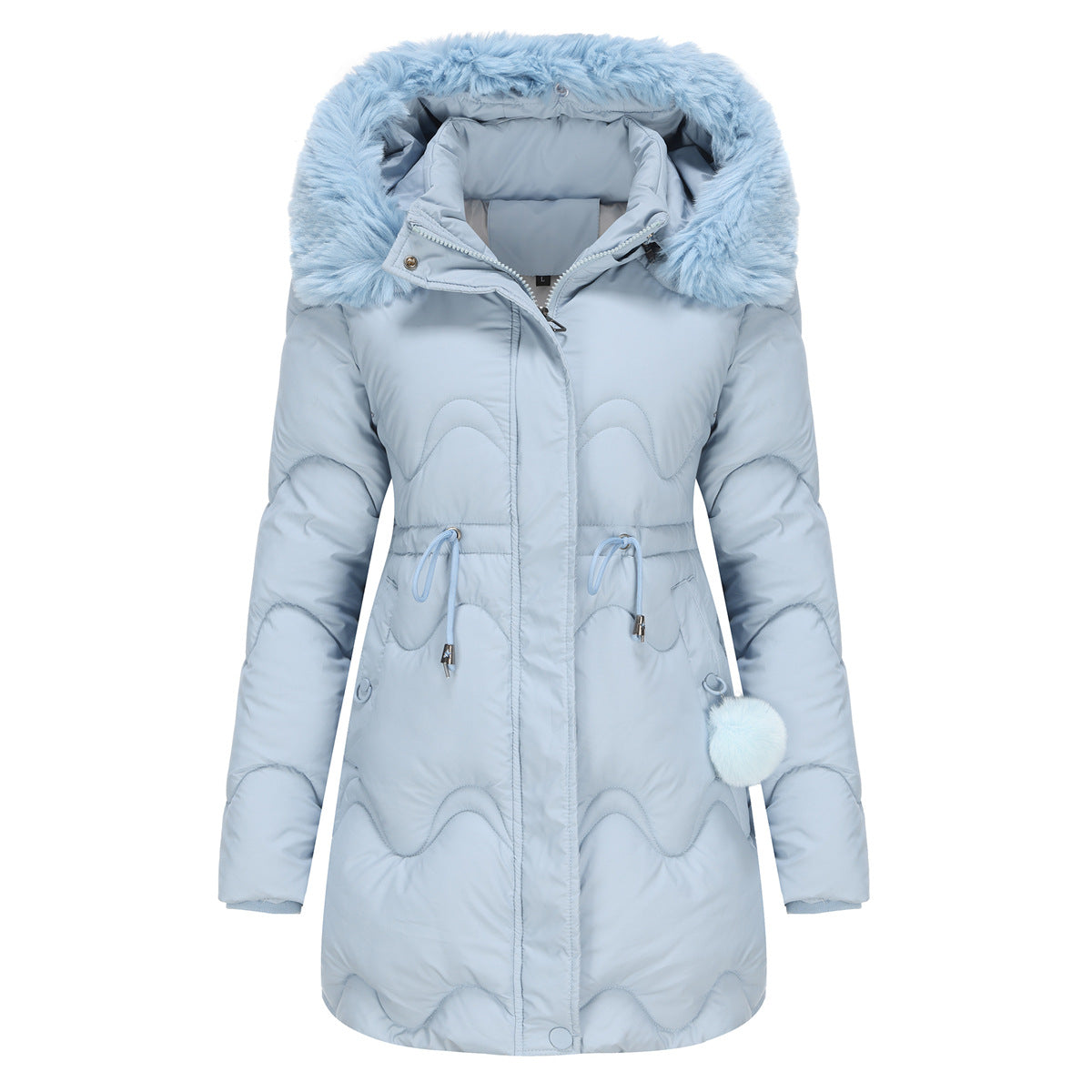 Mid Length Fur Trim Hood Coat