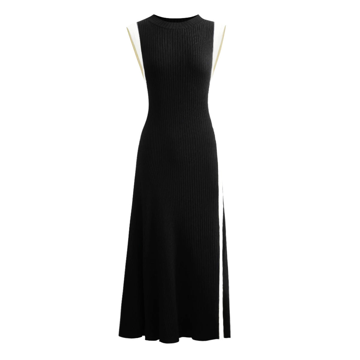 Sleeveless Contrast Trim A-Line Maxi Dress - Shop Style Shark Black / S Sleeveless Contrast Trim A-Line Maxi Dress - Shop Style Shark Black / S