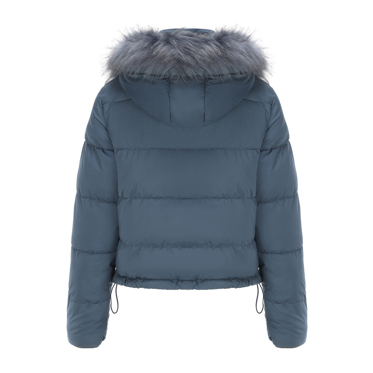 Long Sleeve Fur Trim Hood Puffer Coat