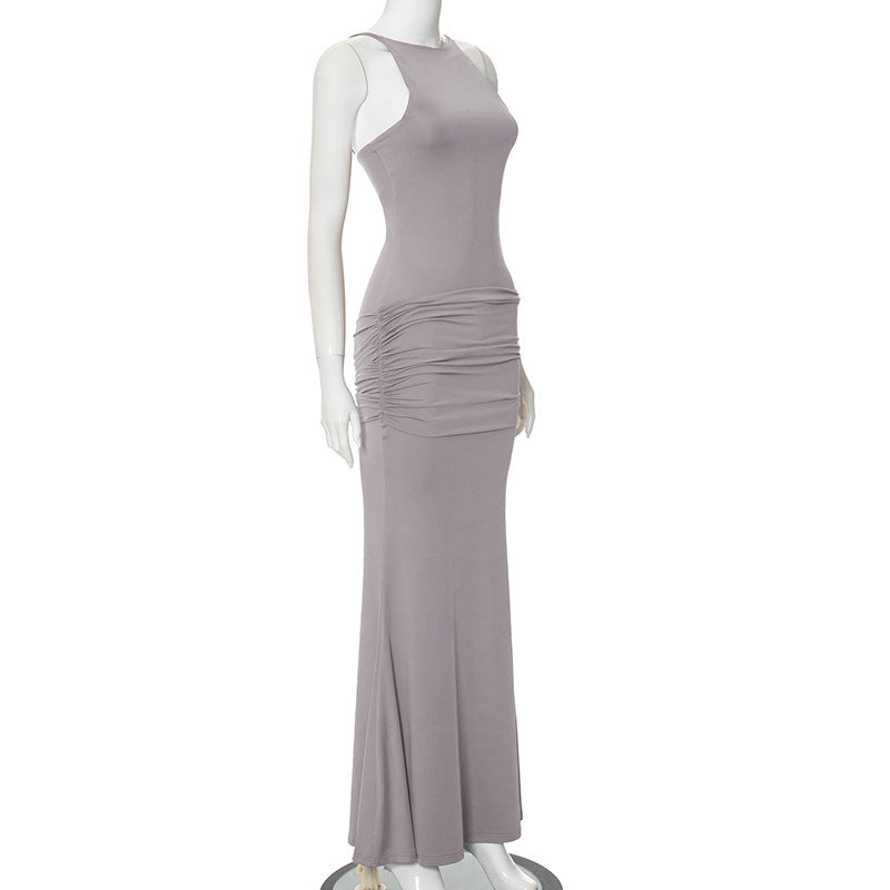 Spaghetti Strap Ruched Maxi Dress