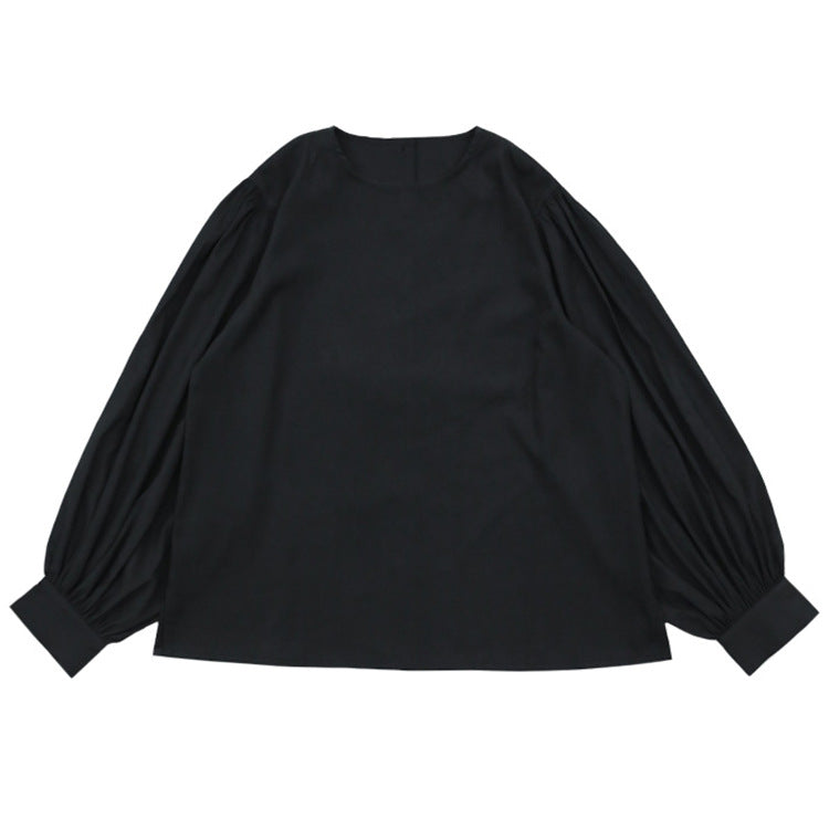Puffy Sleeve Crew Neck Blouse