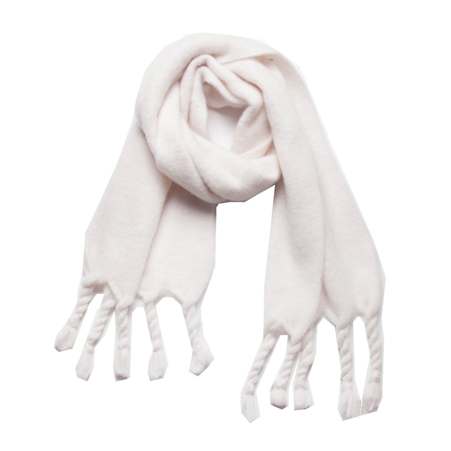 Knotted Fringe Trim Wide Scarf