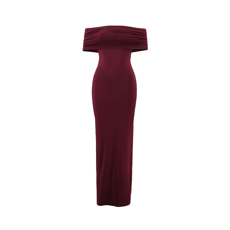 Off Shoulder Open Back Maxi Dress - Shop Style Shark Red / S Off Shoulder Open Back Maxi Dress - Shop Style Shark Red / S