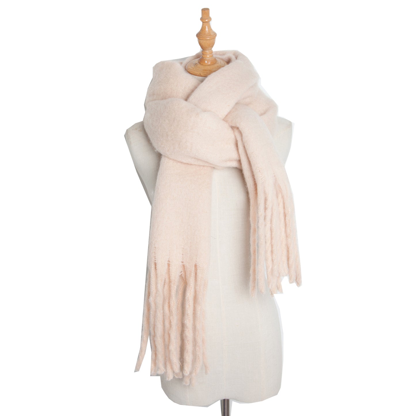 Fringe Trim Wide Knit Scarf