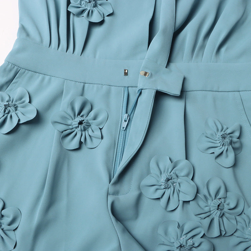 Long Sleeve 3-D Rosette Romper