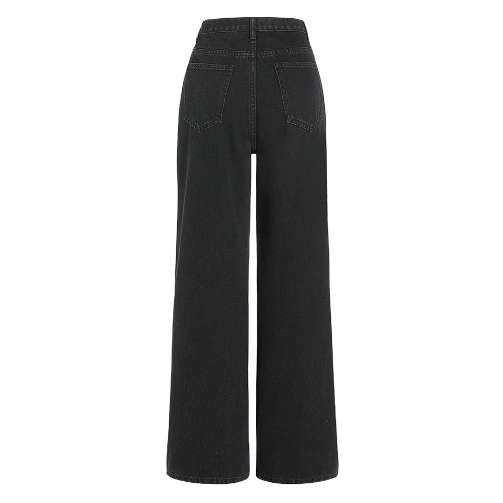 High Waist Wide Leg Ripped Jeans