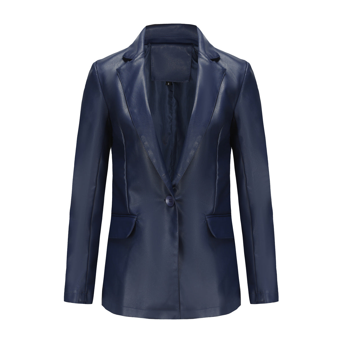 Long Sleeve Single Button PU Blazer