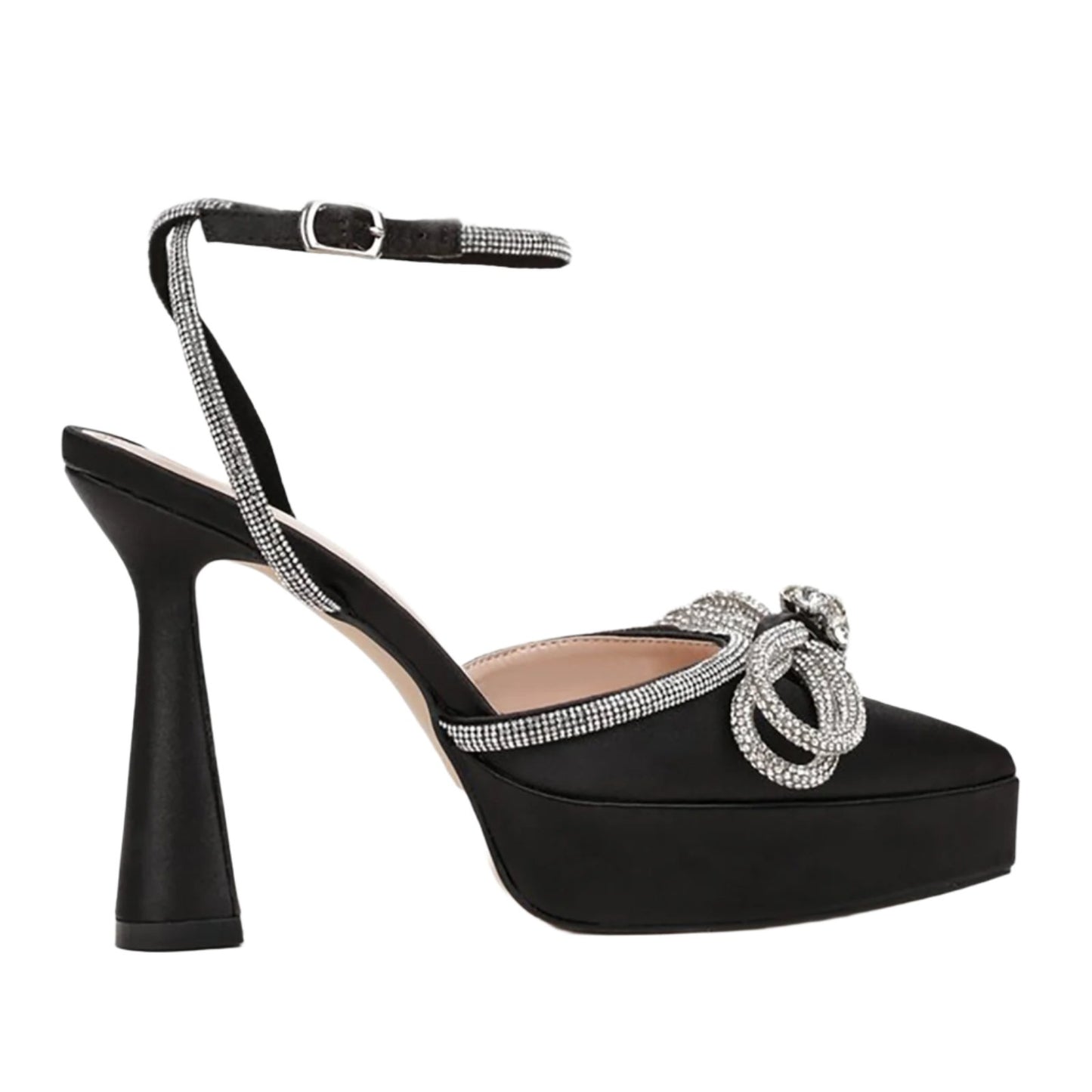 Rhinestone Bow Pyramid Heels