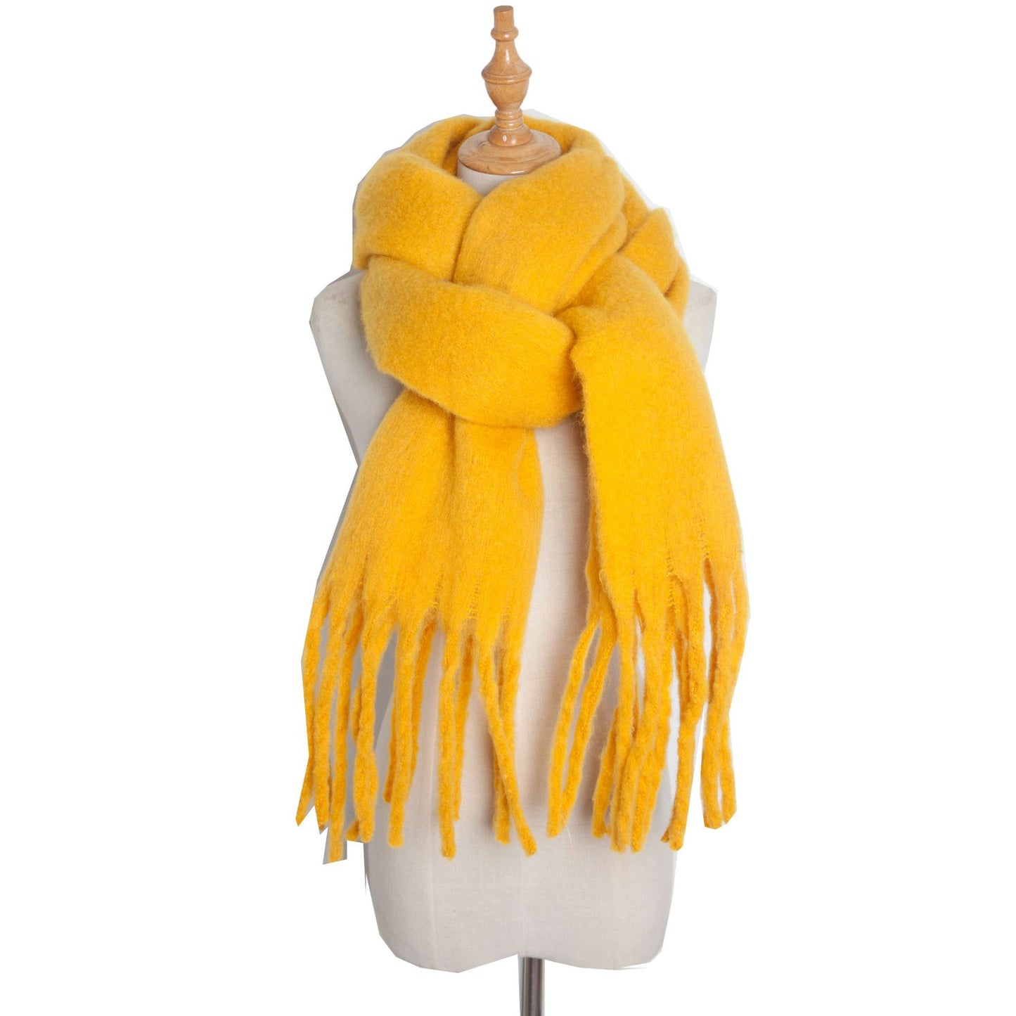 Fringe Trim Wide Knit Scarf
