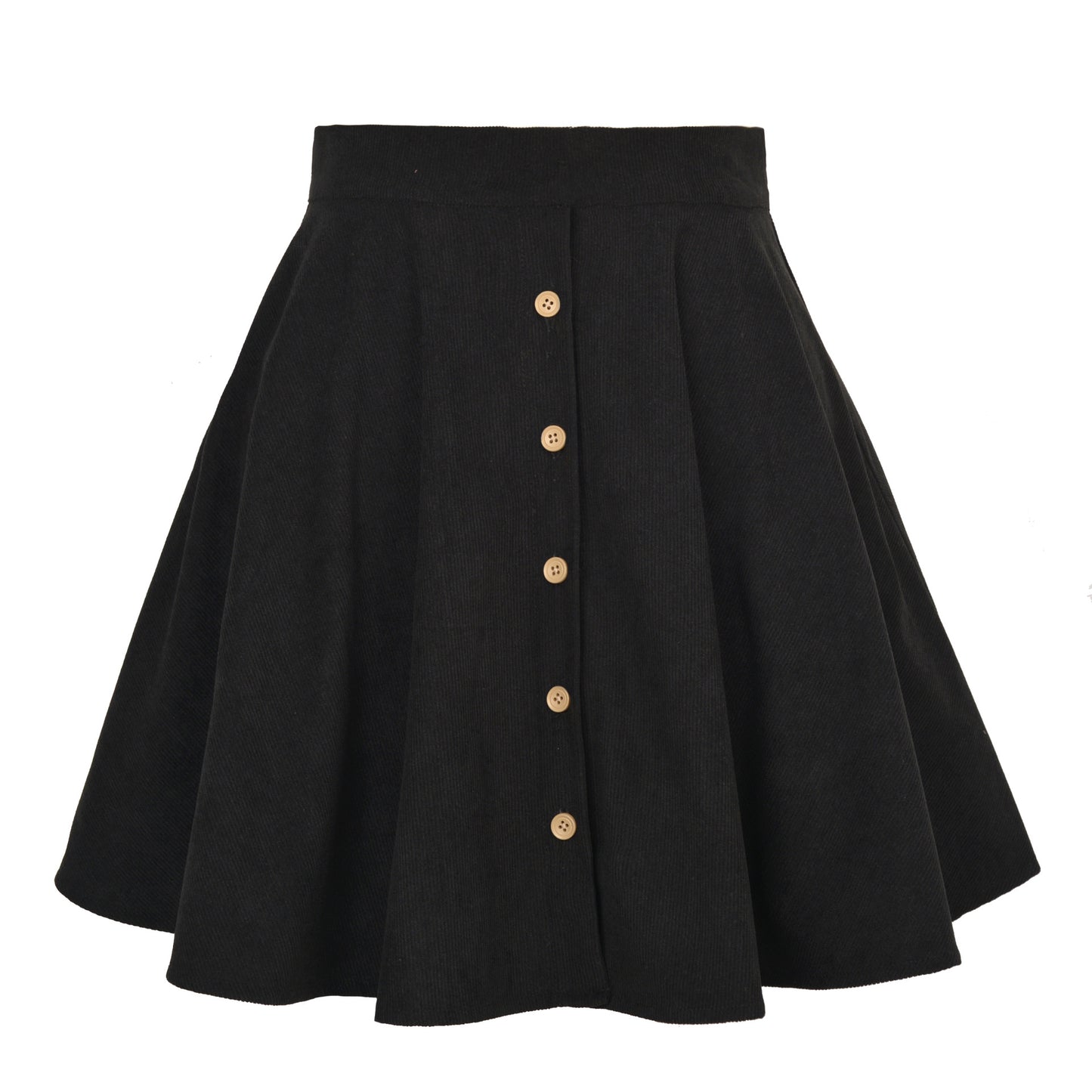 Corduroy Button Skater Skirt