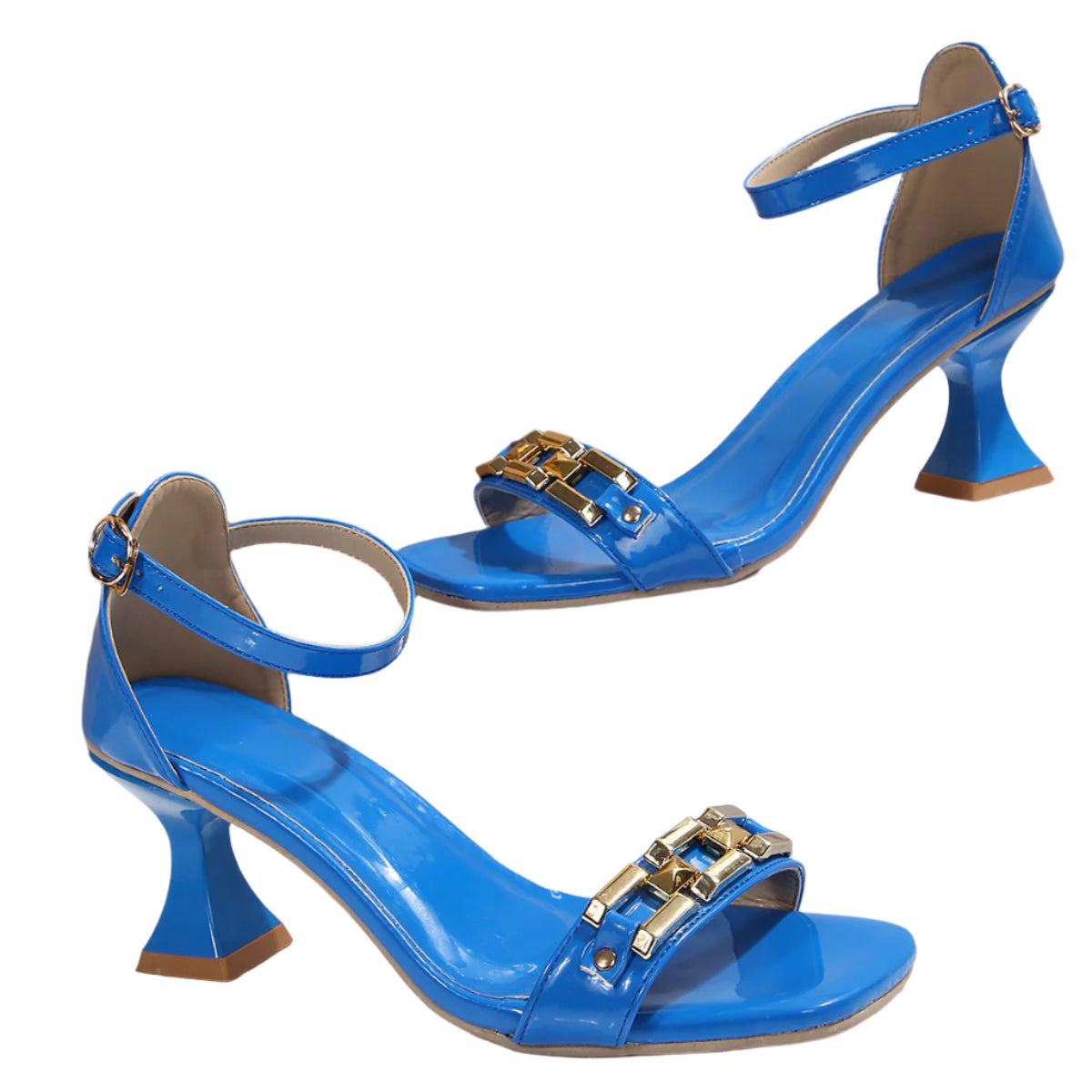 Chain Strap Square Toe Heels