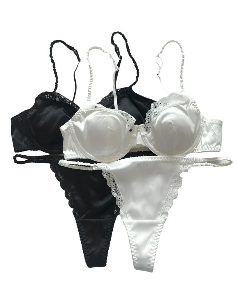 Satin Balconette Underwire Bra and Panties Set