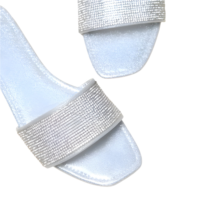Rhinestone Open Toe Flat Sandals