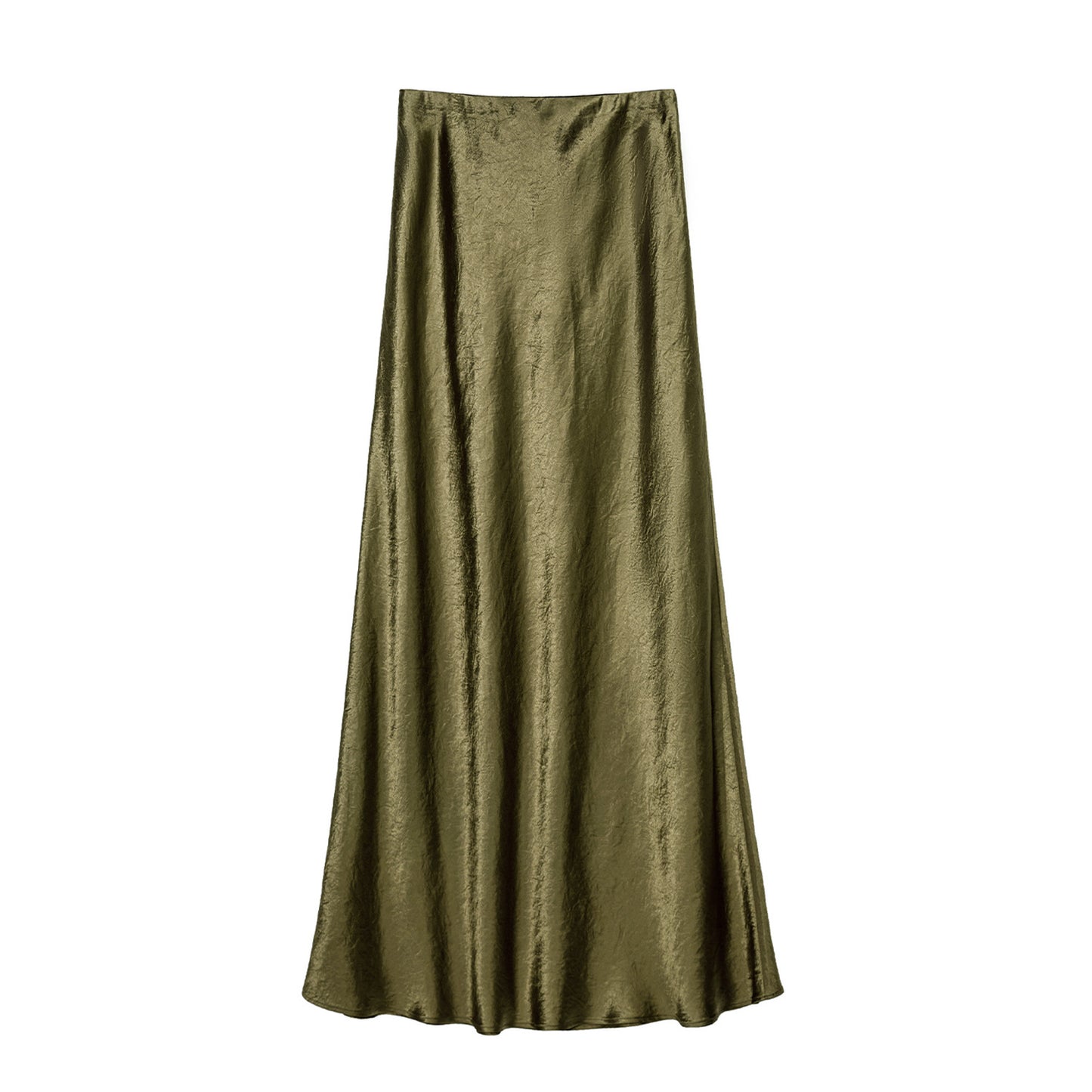 High Waist A-Line Silhouette Satin Maxi Skirt