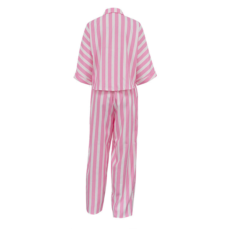 Striped Short Sleeve Top and Pants Set