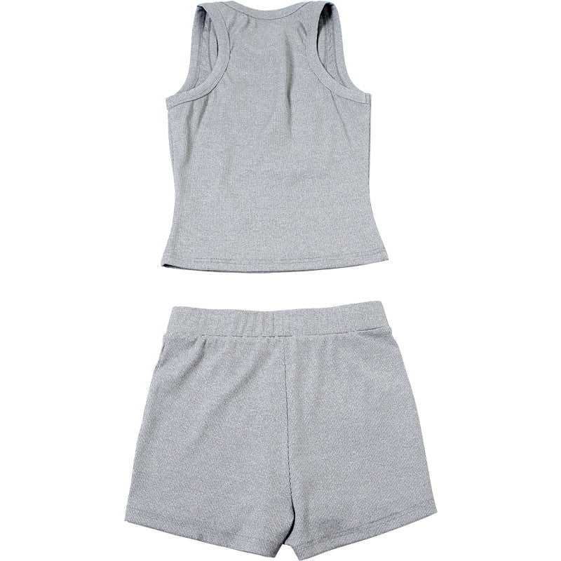 Crew Neck Tank Top and Matching Shorts Set