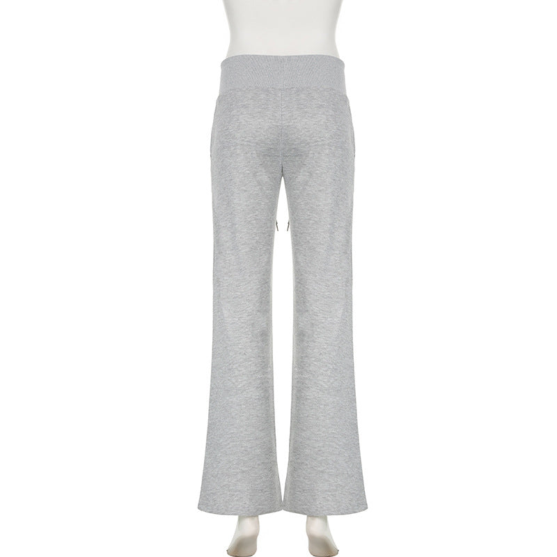 Tied Waist Wide Leg Sweat Pants