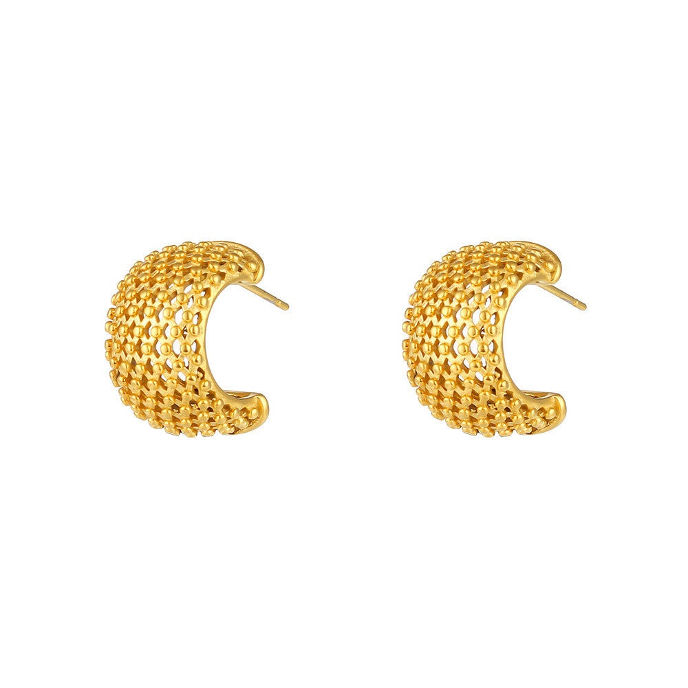 Thick Metal Criss-Cross Design Hoop Earrings
