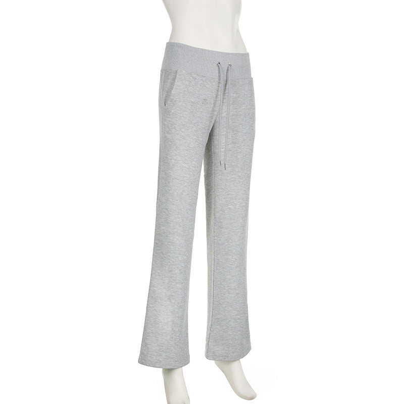 Tied Waist Wide Leg Sweat Pants