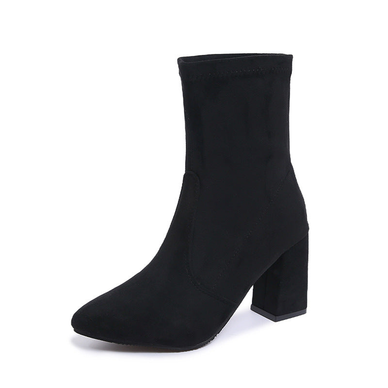 Suede Chunky Heel Ankle Boots