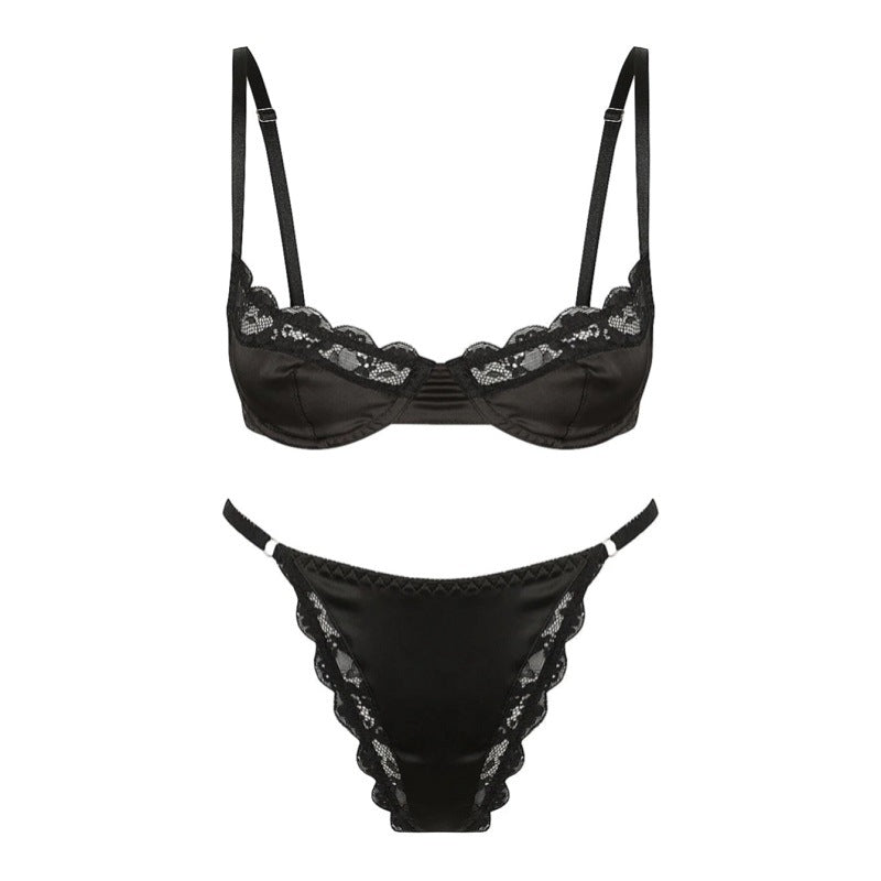 Satin Balconette Underwire Bra and Panties Set