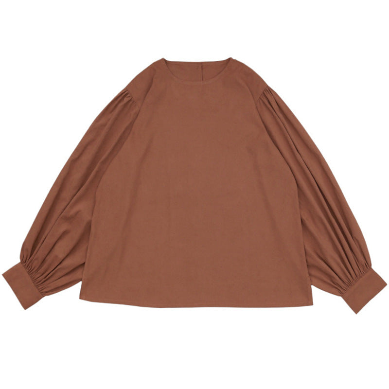 Puffy Sleeve Crew Neck Blouse