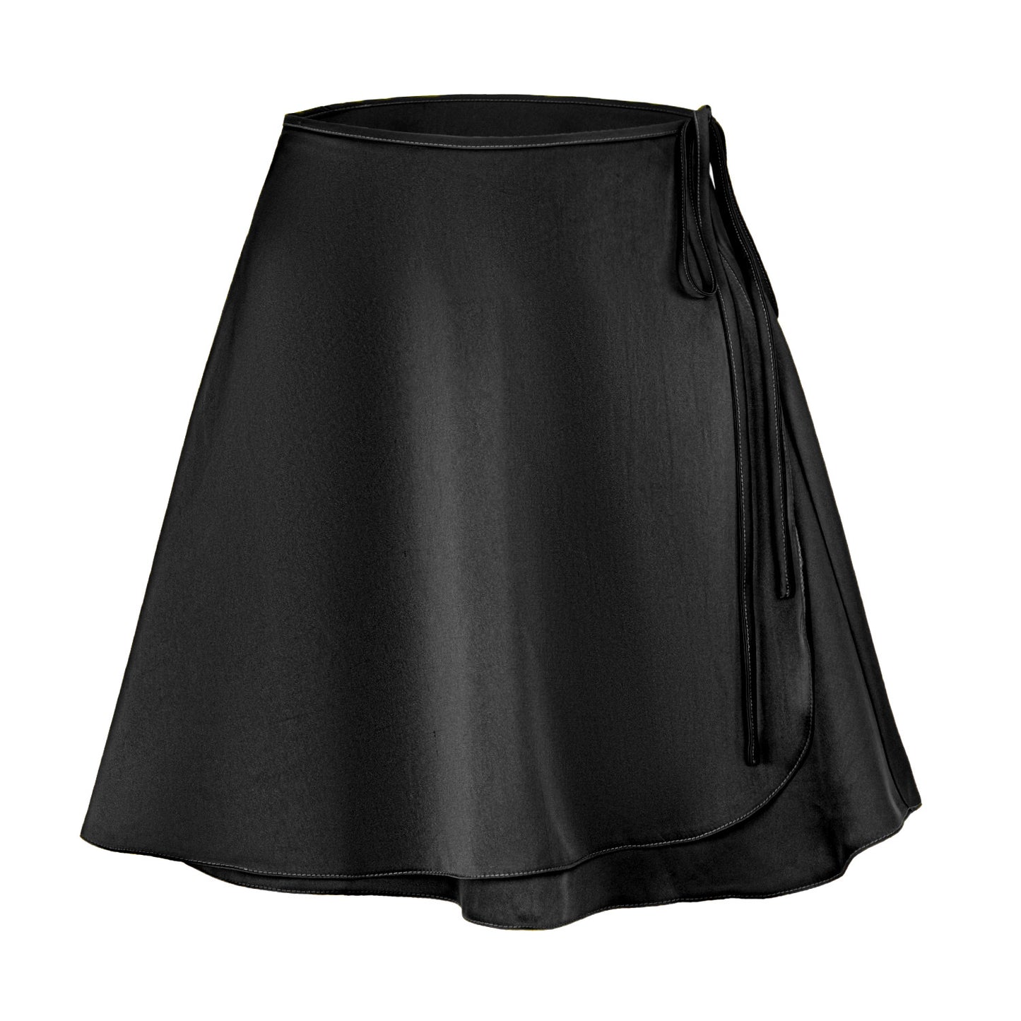 Tied Waist Satin Skater Skirt