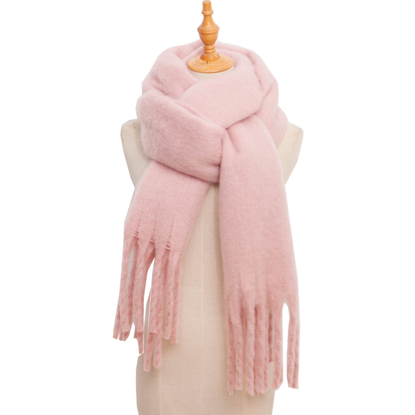 Fringe Trim Wide Knit Scarf