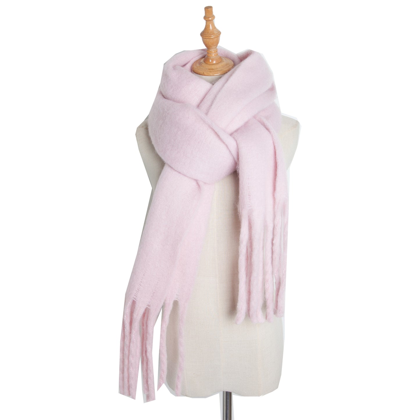 Fringe Trim Wide Knit Scarf