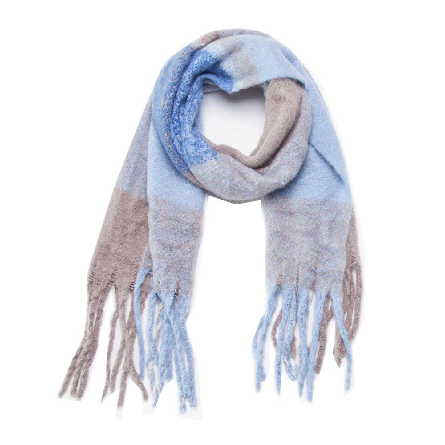 Mohair Plaid Fringe Scarf