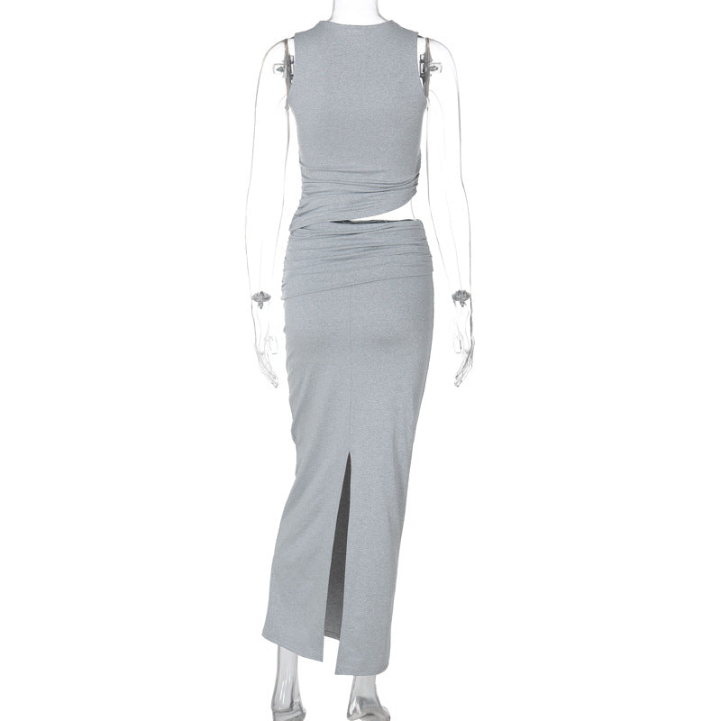 Asymmetric Tank Top and Maxi Skirt Set
