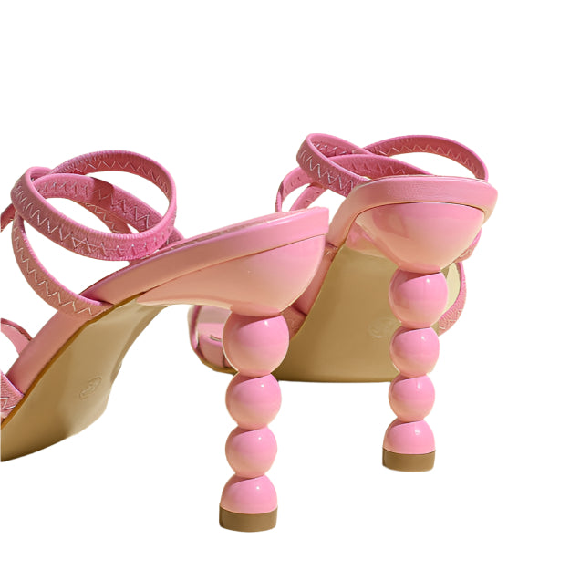 Strappy Stacked Bead Heels