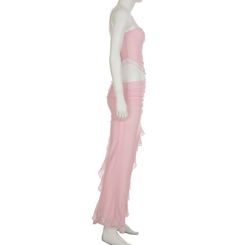 Oblique Cut Out Asymmetric Hem Mini Dress