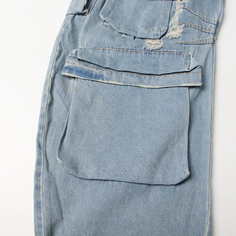Strapless Denim Button Up Jumpsuit