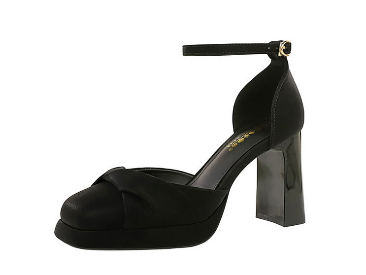 Closed Toe Strapped Ankle High Heels